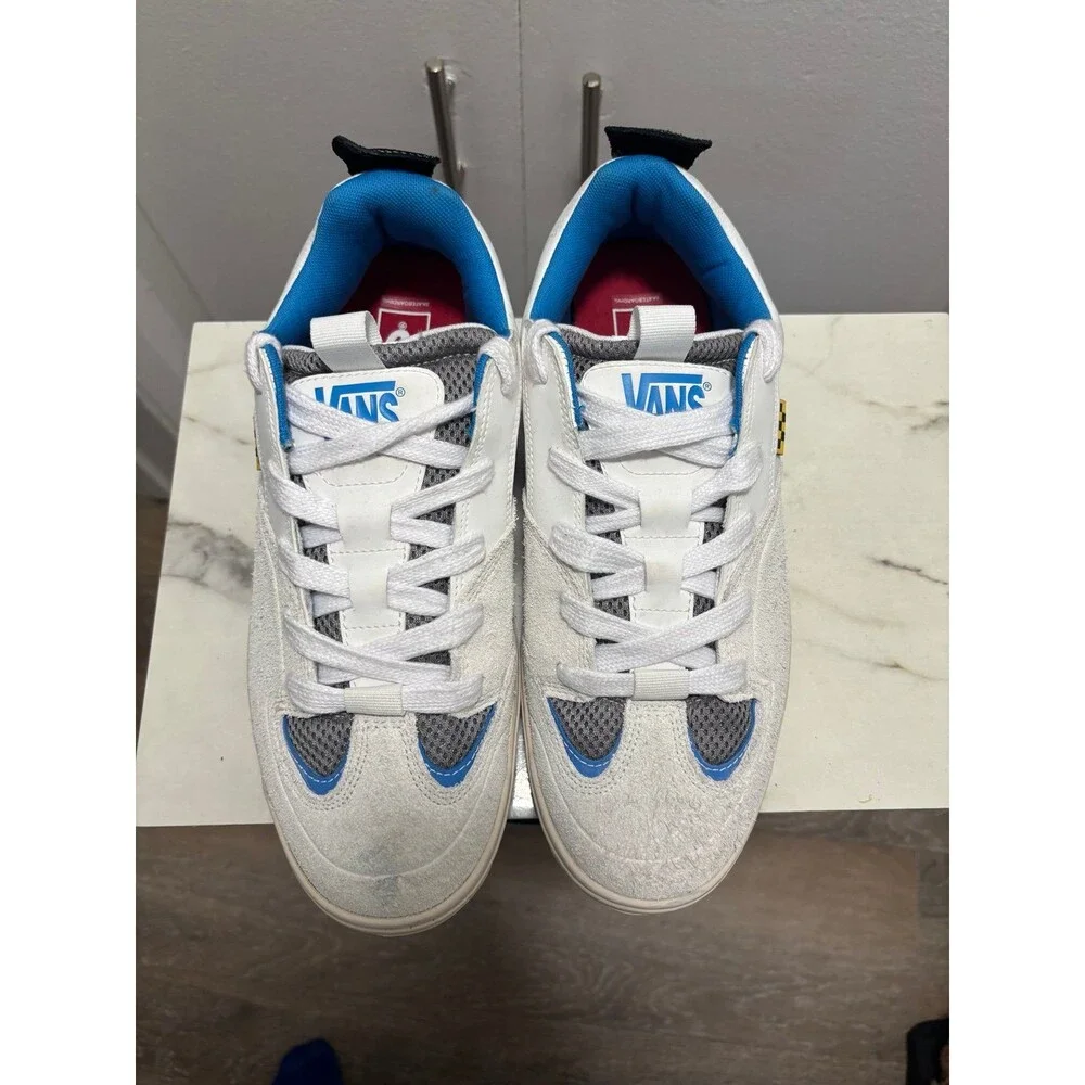 Vans Skate Mixxa Suede White Blue Skateboarding Shoes Men's Size 12 VN000CUYWTN